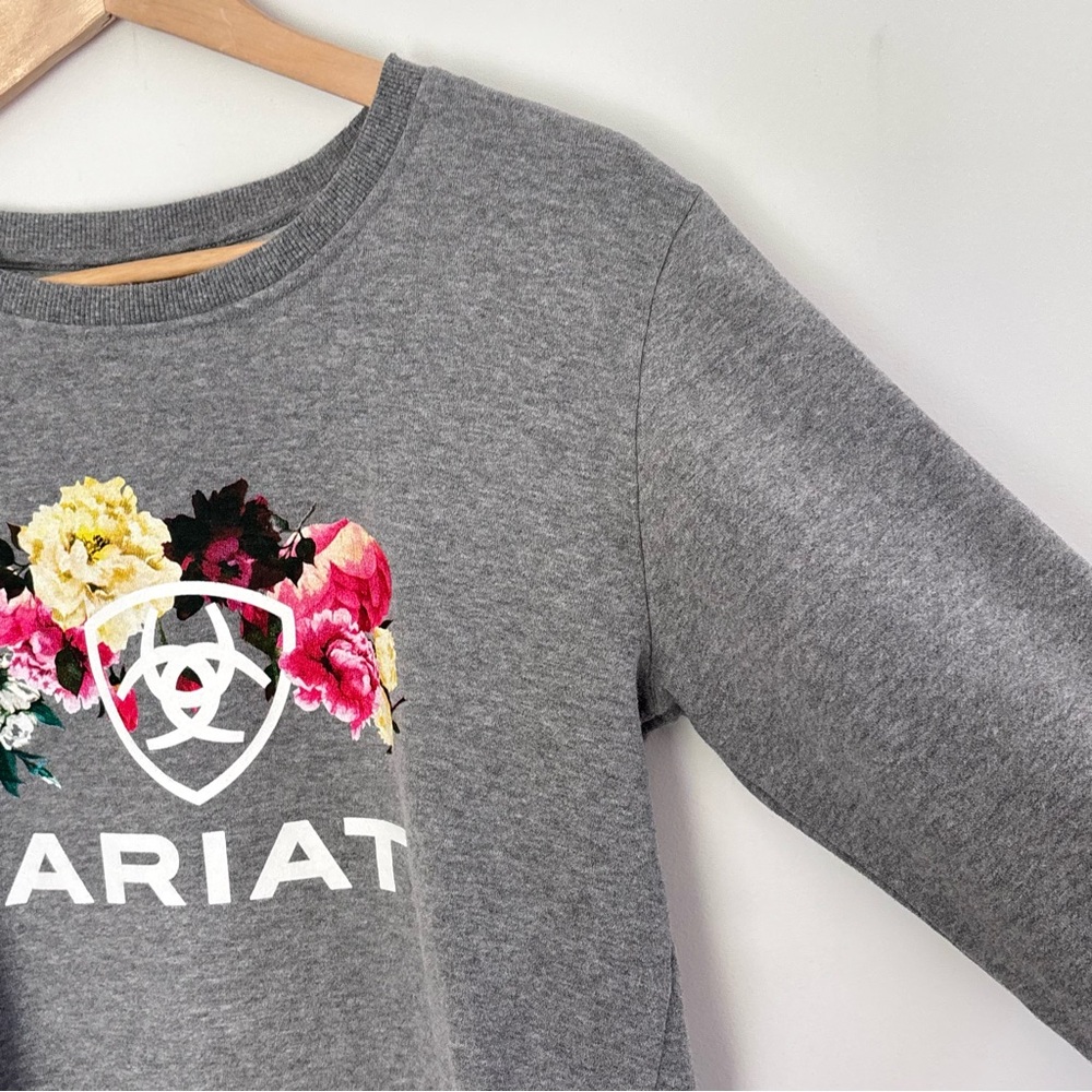 Ariat Women’s Floral Sweatshirt Size Small Casual Cozy Fleece Lined Neutral G17 - Picture 4 of 13
